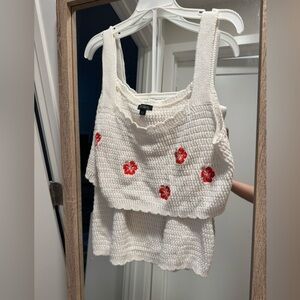 Hawaiian Flower Knit Set (Top & Skirt)